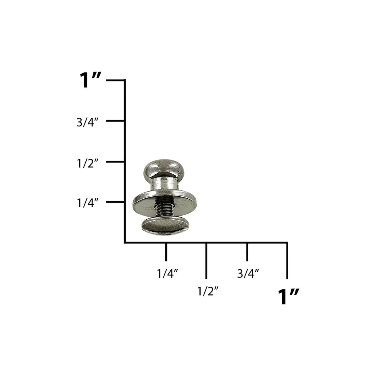 10mm, Gunmetal, Flat Top Collar Button Stud with Screw, Solid Brass - PK5, #P-287-SM-GUNM