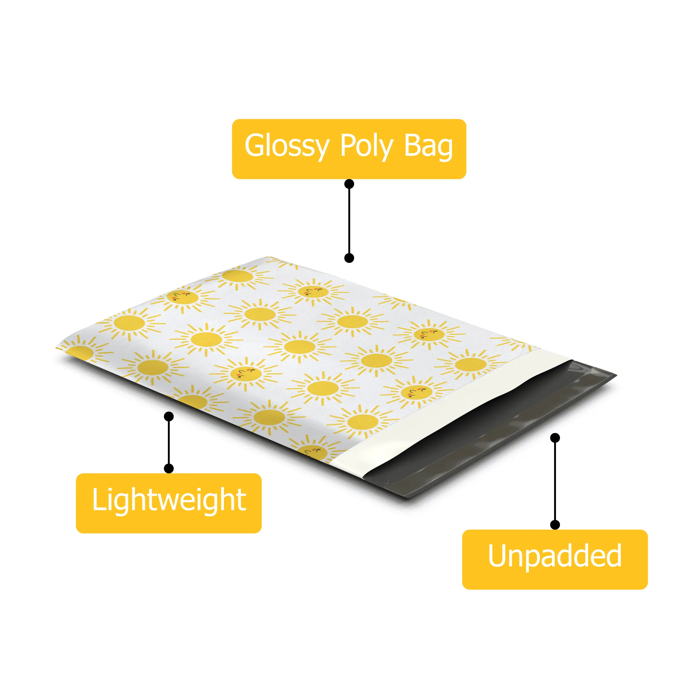 10x13 Sunshine Designer Poly Mailers Shipping Envelopes Premium Printed Bags