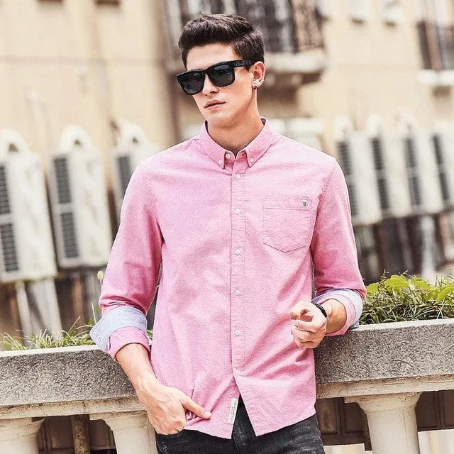 2017 spring new fashion men shirt long sleeve brand clothing quality cotton soft shirt.