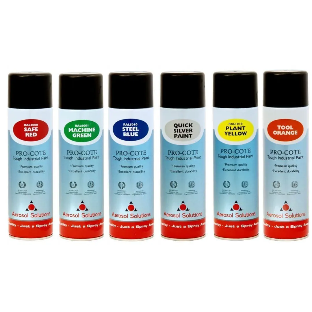 Aerosol Solutions Pro-Cote Industrial Spray Paint 500ml - Colour / Top Coat