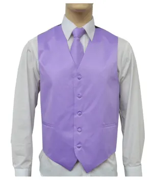 Brand Q. Men's Satin Lilac-10 NN Color Tuxedo Vest and Tie