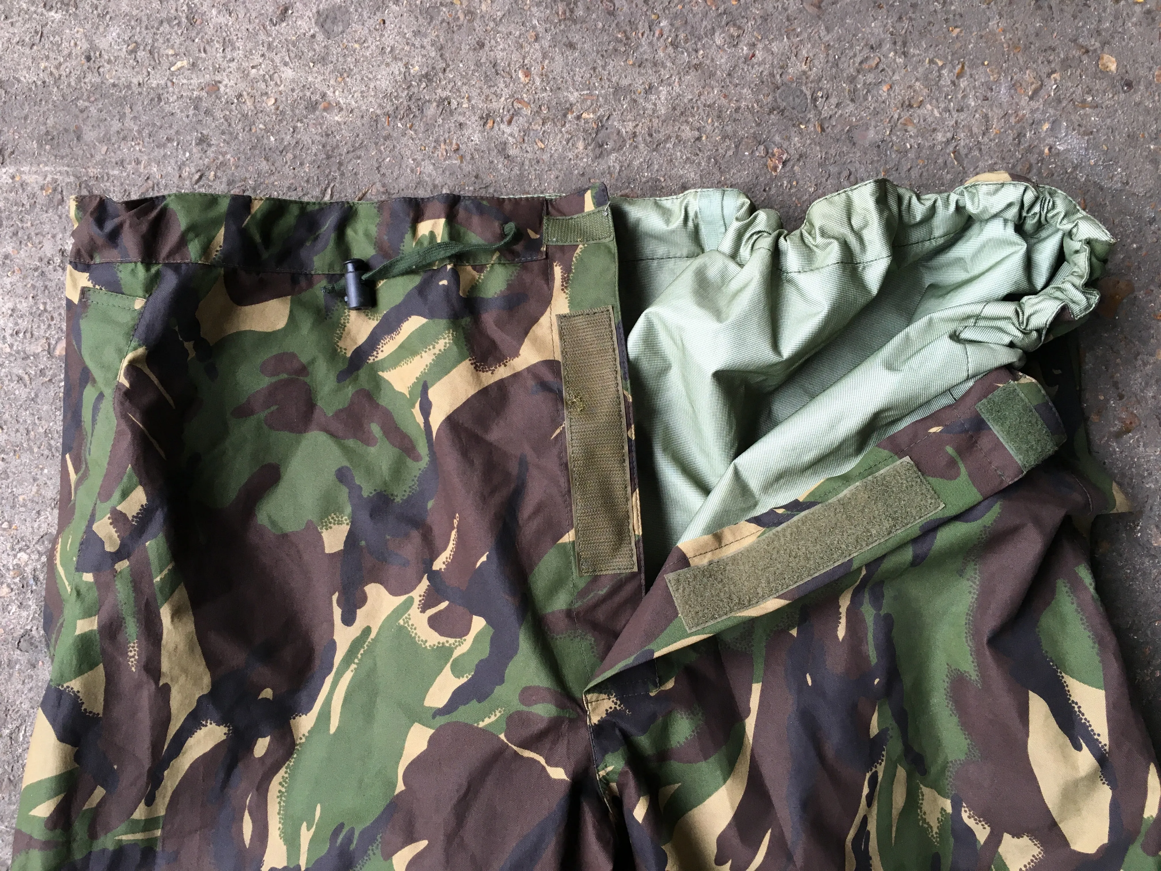 British Army Gore-Tex Trousers - Woodland DPM Camo - zipped dart ankle - DISTRESSED RANGE