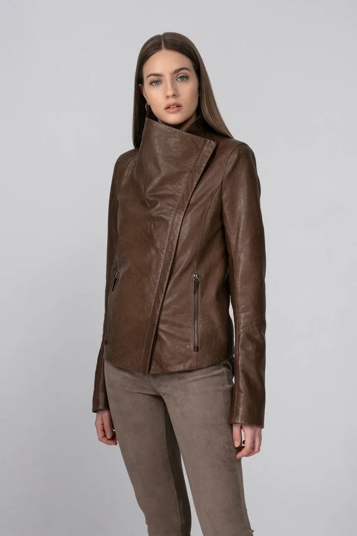 Brown Tobacco Leather Jacket