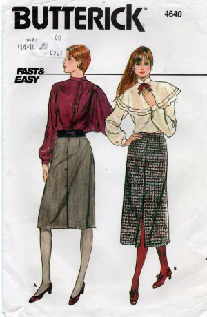 Butterick 4640 Womens EASY Button Through Straight Skirts 1980s Vintage Sewing Pattern Size 14 - 18 UNCUT Factory Folded