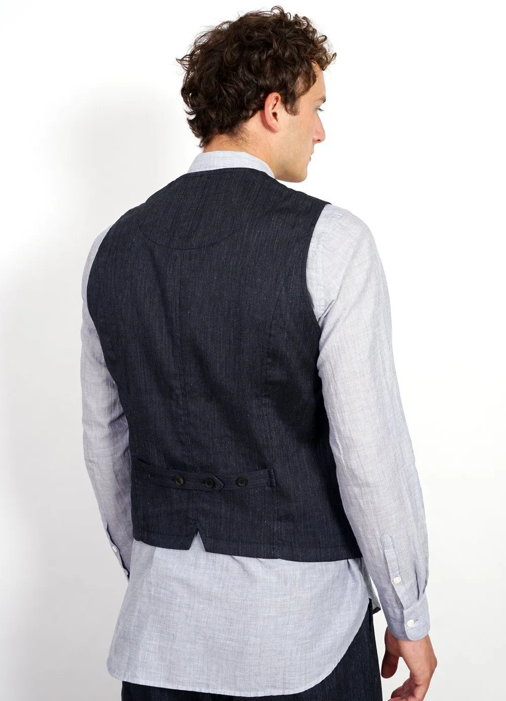 DANIEL | Four Button Waistcoat | Navy Melange