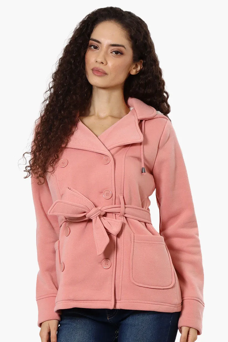 Fahrenheit Sherpa Lined Double Breasted Lightweight Jacket - Pink