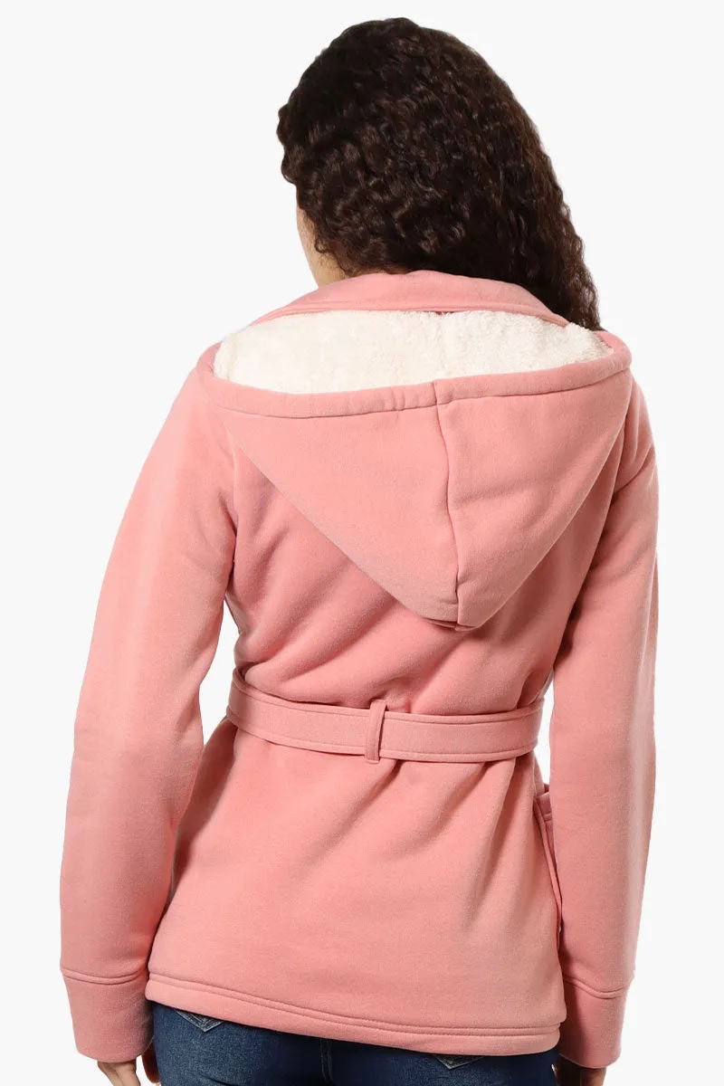 Fahrenheit Sherpa Lined Double Breasted Lightweight Jacket - Pink