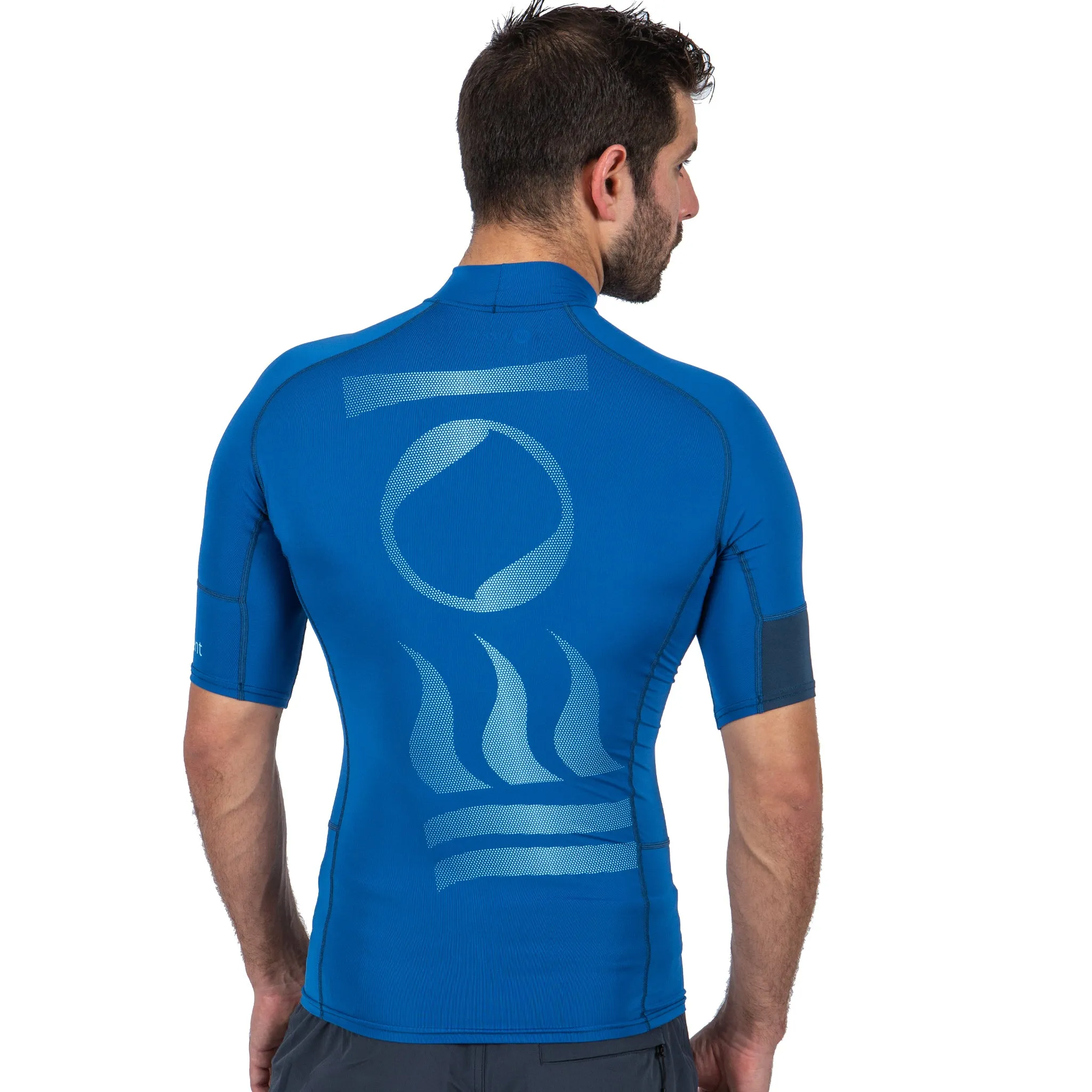 Fourth Element Men's Hydroskin Ocean Positive Short Sleeve Rash Guard Scuba Blue