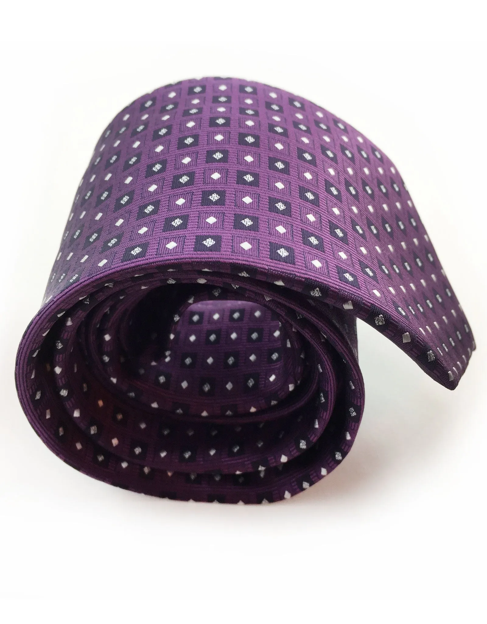 Grape Purple Tie with Squares and Diamonds