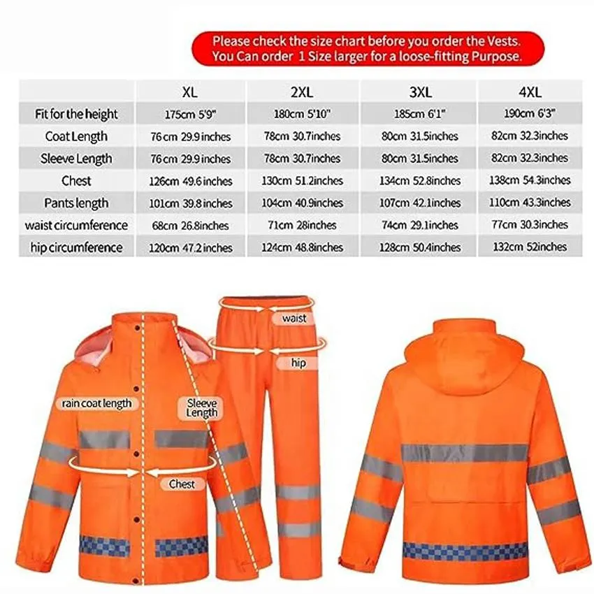 High Visibility Safety Rain suit Jacket High Visibility Reflective Rain Coats