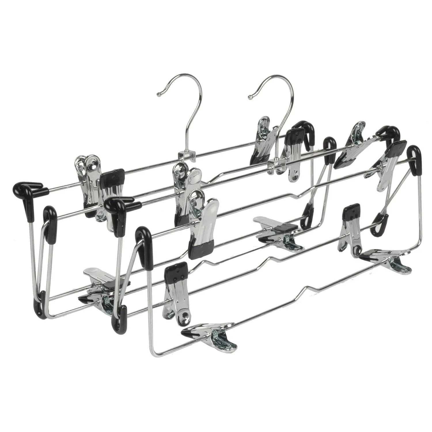 LOHAS Home 4 Tier Skirt Hangers Pants Hangers Closet Organizer Stainless Steel Fold up Space Saving Hangers (2-Pieces)