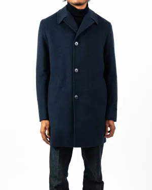 Loro Piana Storm System Single Breasted Navy Overcoat