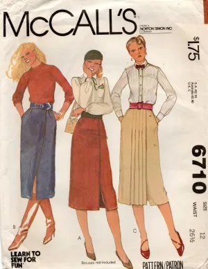 McCall's 6710 Womens Skirts with Pleats or Wrap Skirt 1970s Vintage Sewing Pattern Size 12 UNCUT Factory Folded