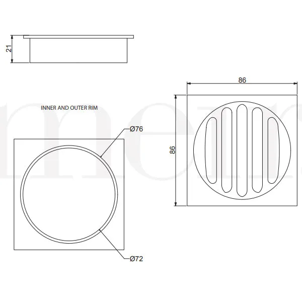 Meir Square Floor Grate Shower Drain 80mm Outlet Lustre Bronze