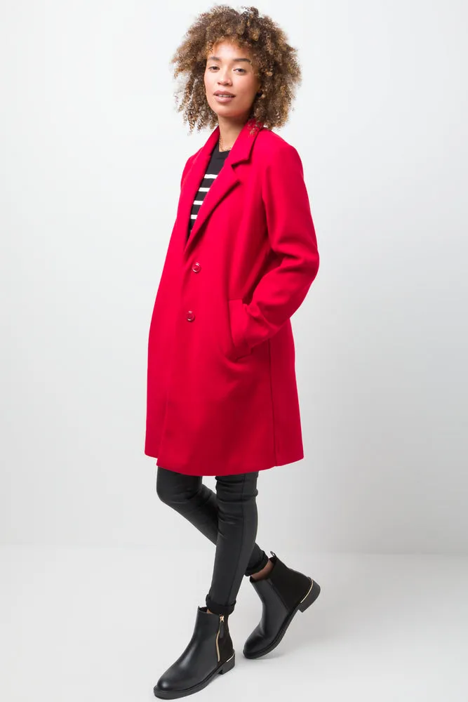 Melton Coat Red