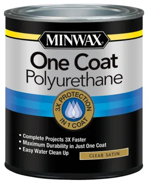 Minwax 356050000 Polyurethane, Satin, Liquid, Clear, 1 qt :QUART: QUANTITY: 1