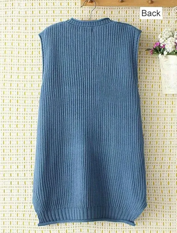 NEW Retails $78, FTCayanz Women's Sweater Vest Button Down Cable Knit Cardigan Outwear, Blue, Sz 3X