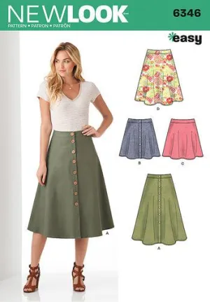 Newlook Pattern 6346 Misses' Easy Skirts in Three Lengths