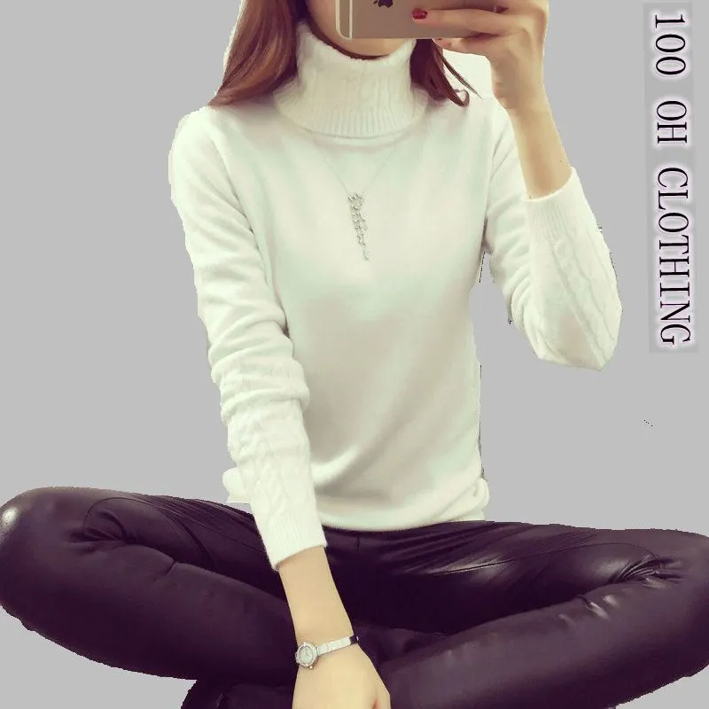 OHCLOTHING Hot 2017 Spring Autumn Winter Pullovers Fashion turtleneck Sweater Women twisted thickening slim pullover sweater