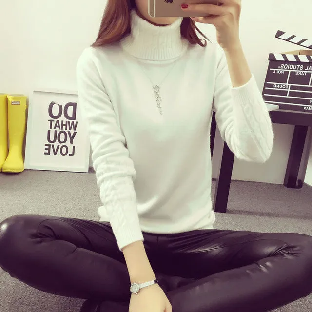 OHCLOTHING Hot 2017 Spring Autumn Winter Pullovers Fashion turtleneck Sweater Women twisted thickening slim pullover sweater