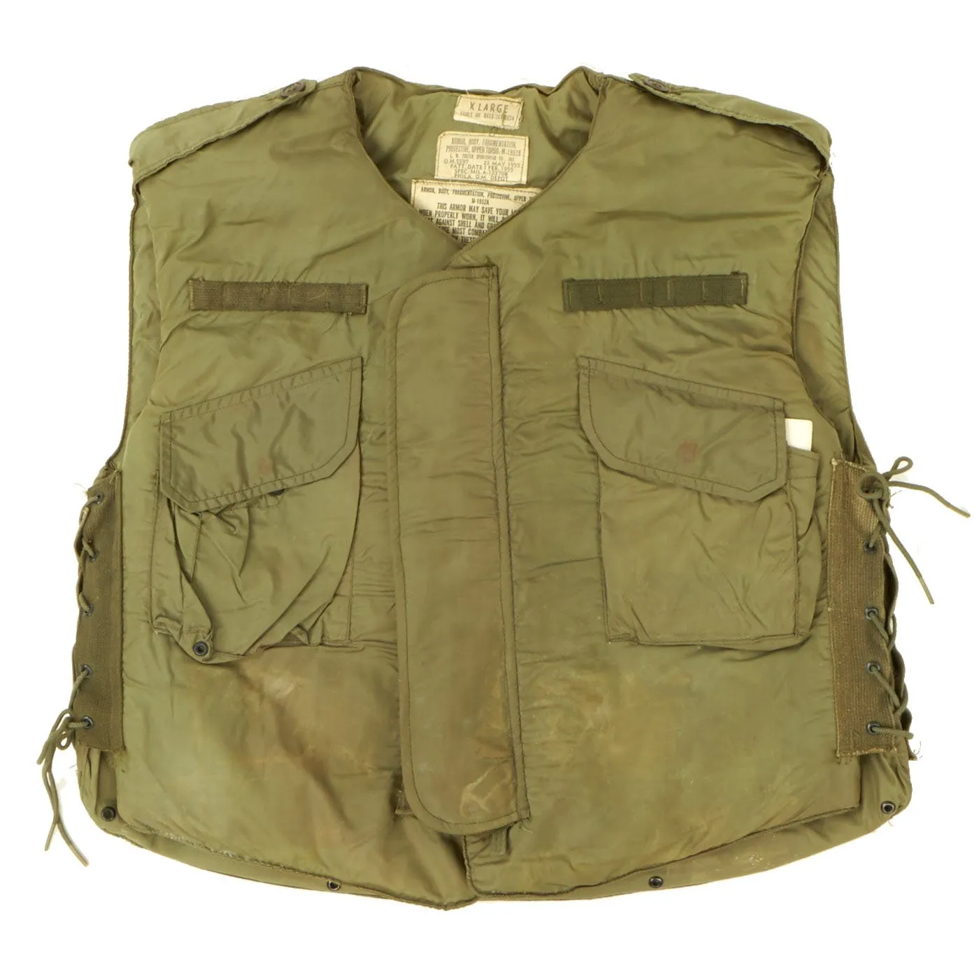 Original U.S. Vietnam War M-1952A XL Flak Body Armor Vest by Foster with Army Use and Care Manual