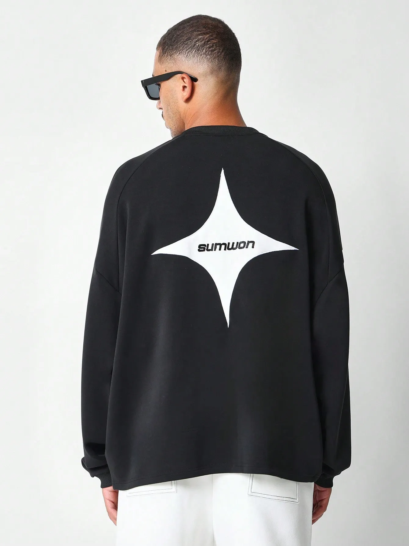 Oversized Fit Sweatshirt With Graphic Print Front & Back