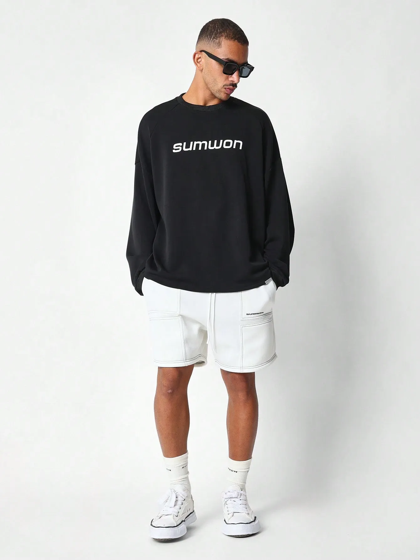 Oversized Fit Sweatshirt With Graphic Print Front & Back