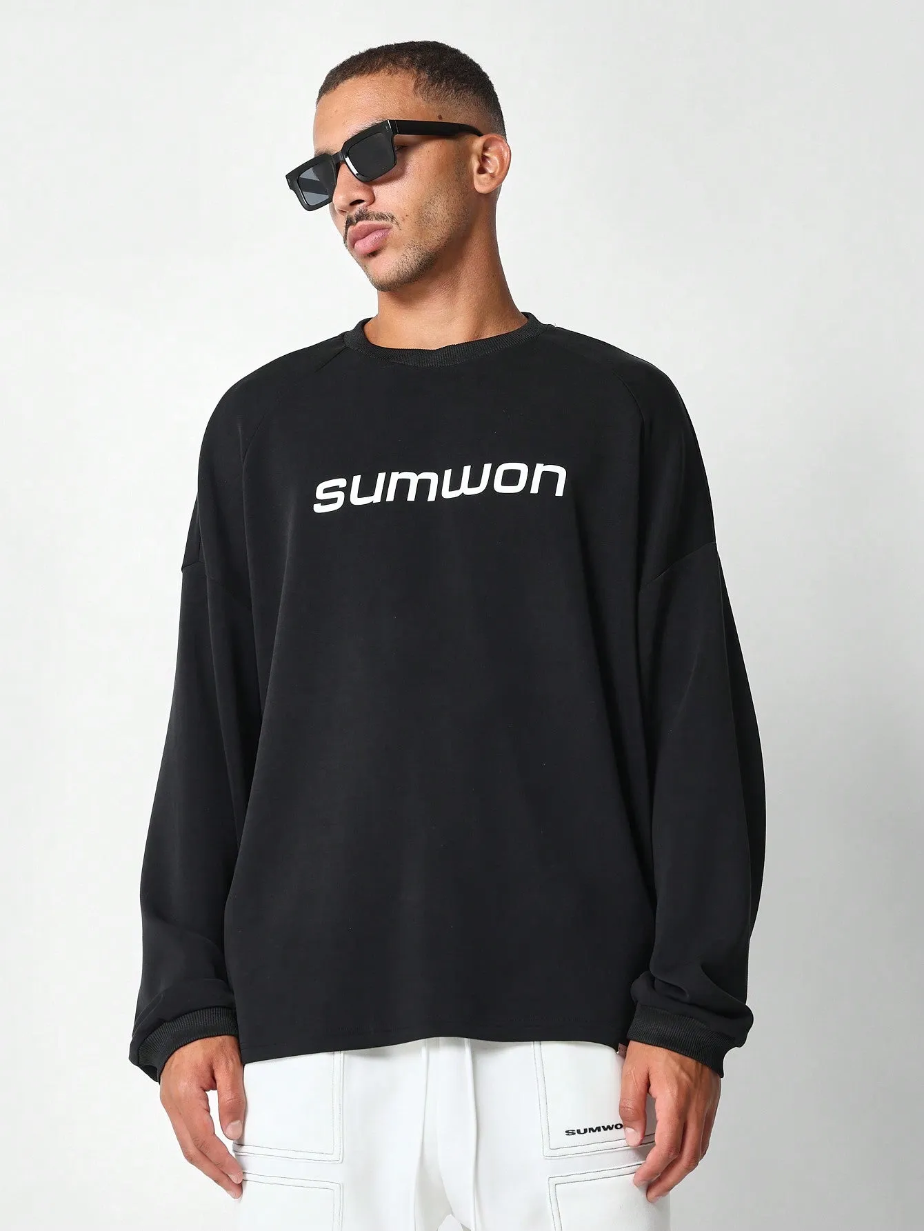 Oversized Fit Sweatshirt With Graphic Print Front & Back