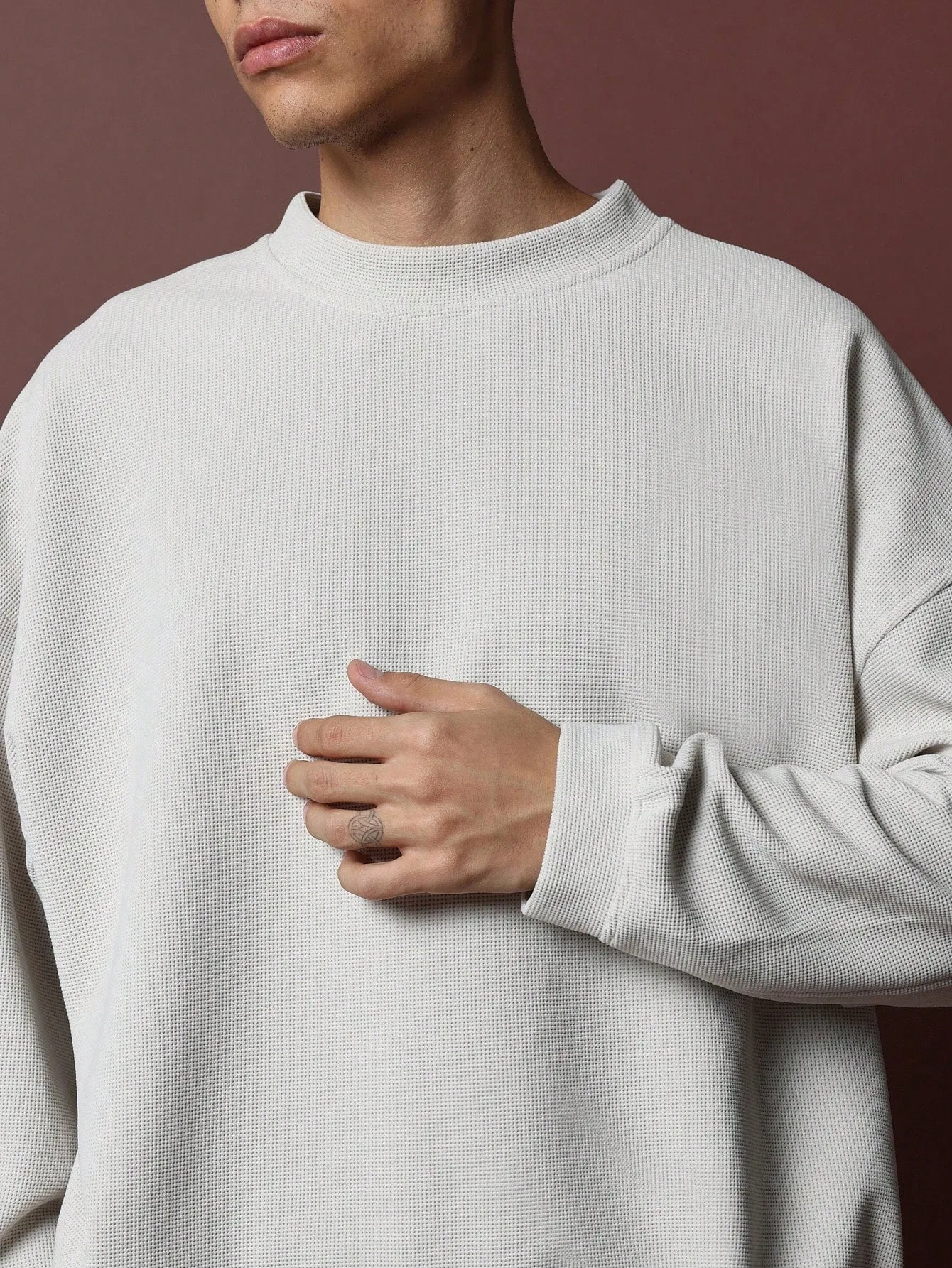 Oversized Vintage Seam Waffle Super Premium Heavyweight Essential Sweatshirt