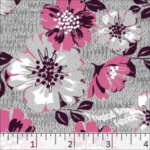 Poly Cotton Dobby Pique Large Floral Print Fabric 6049