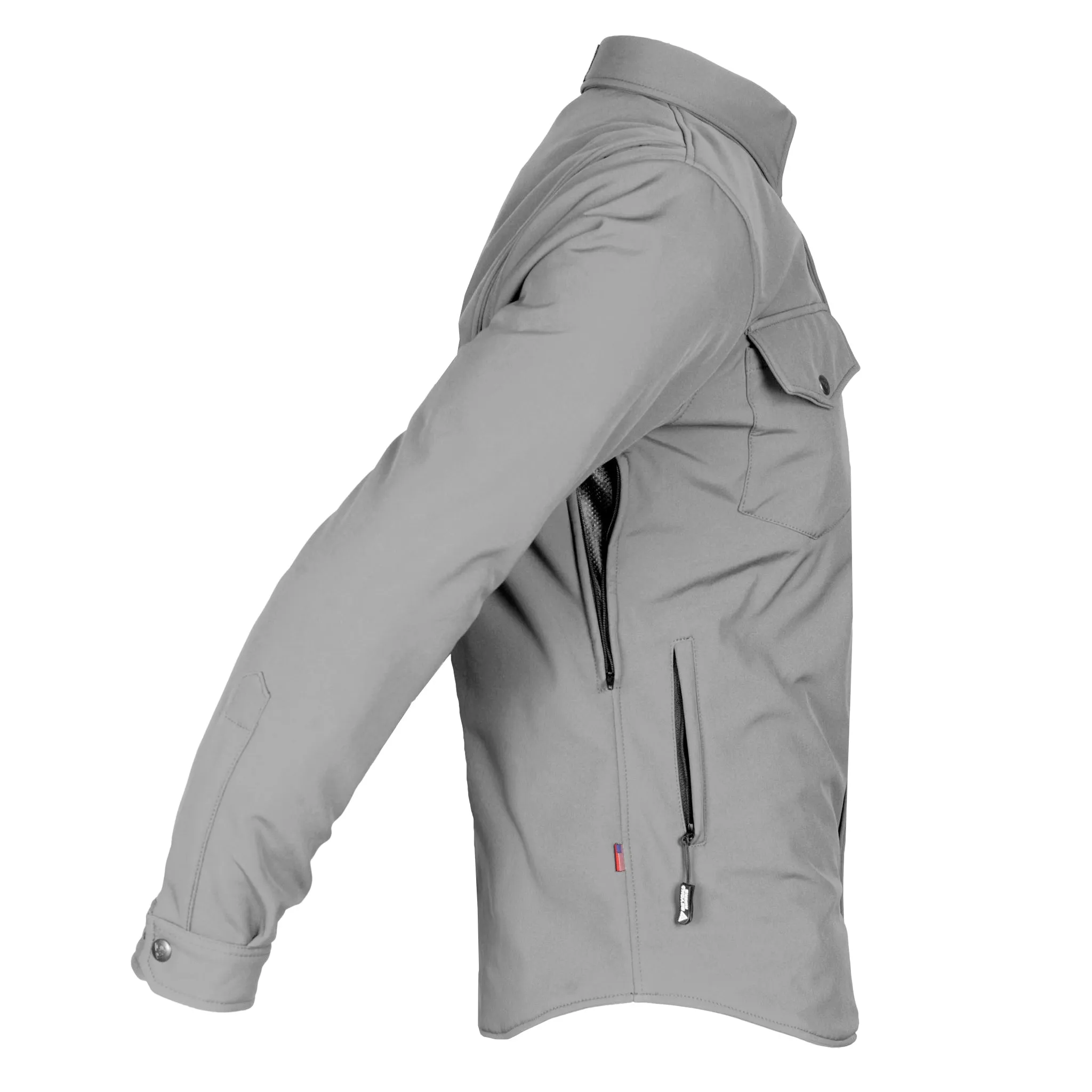 Protective SoftShell Winter Jacket for Men - Gray Matte with Pads