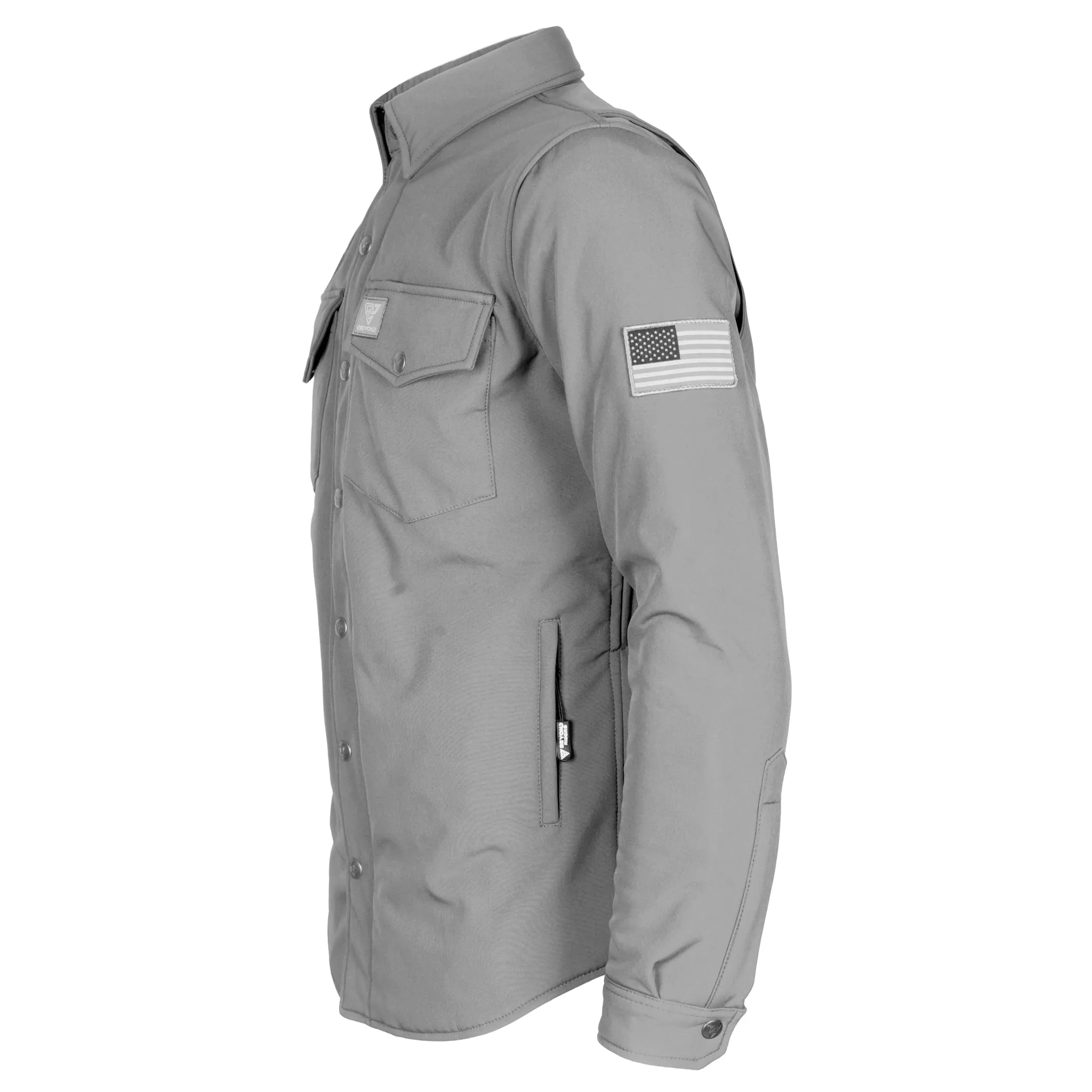 Protective SoftShell Winter Jacket for Men - Gray Matte with Pads