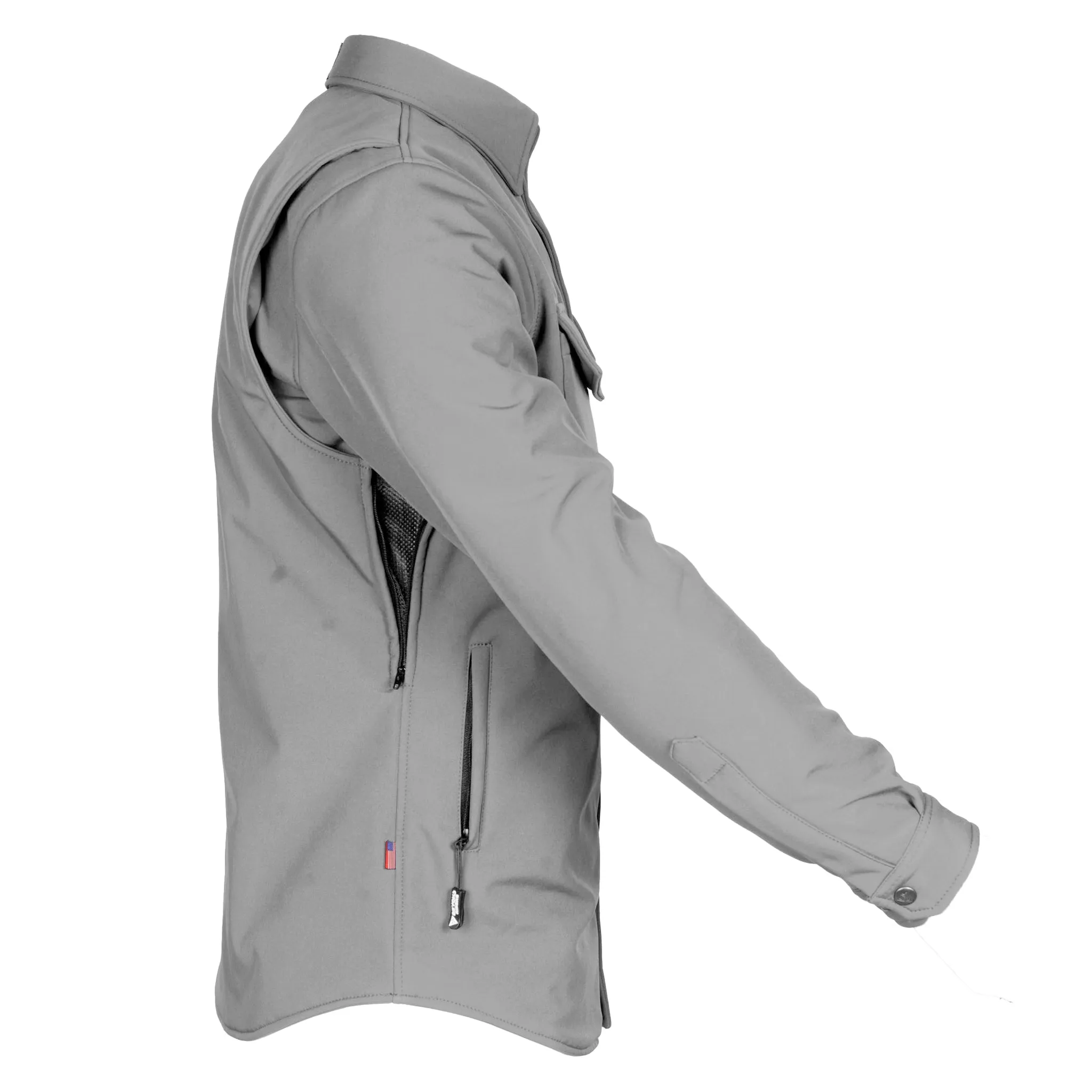 Protective SoftShell Winter Jacket for Men - Gray Matte with Pads