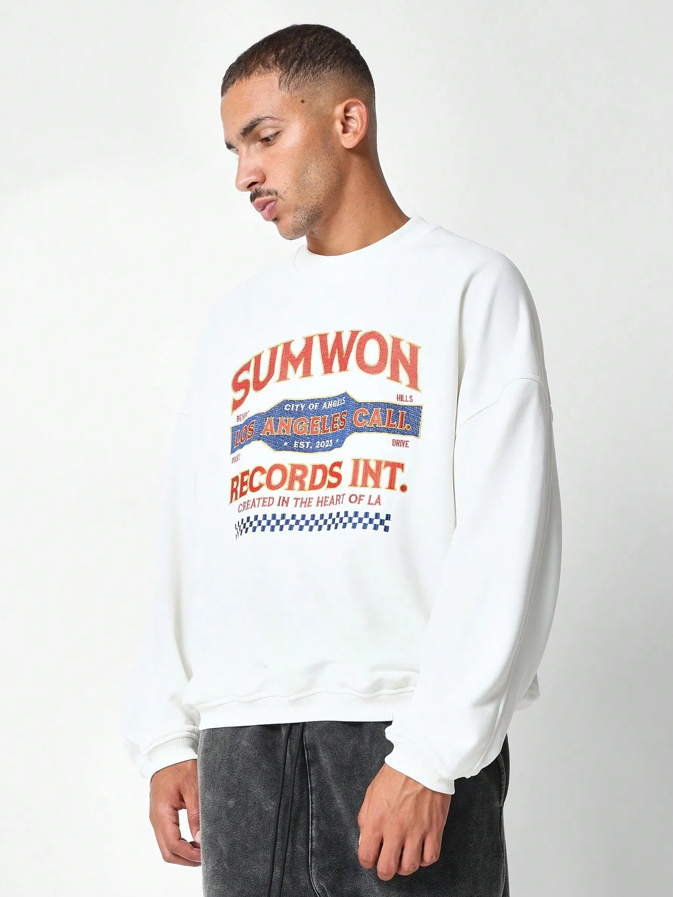 Regular Fit Sweatshirt With Vintage Seam Print