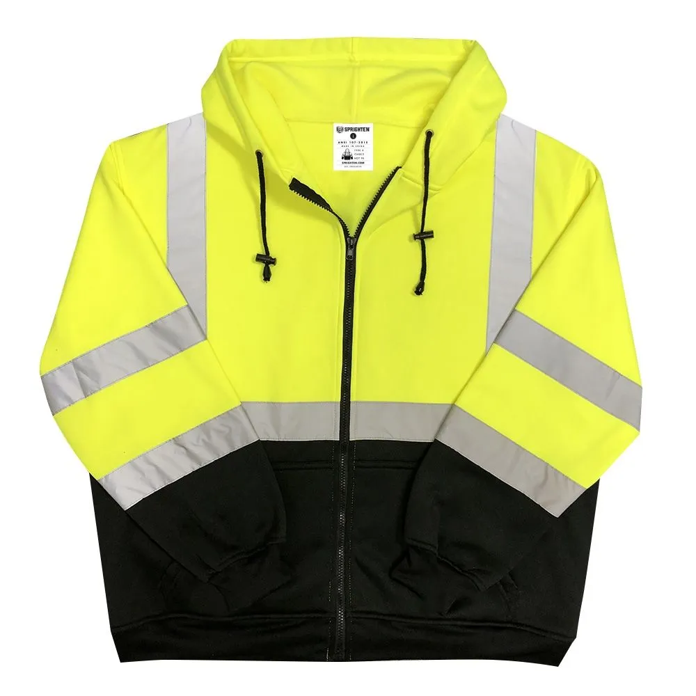 Safety Main 05LWJYB Lightweight Jacket, Class 3, Hi-Vis Yellow with Black Bottom, 1 Each