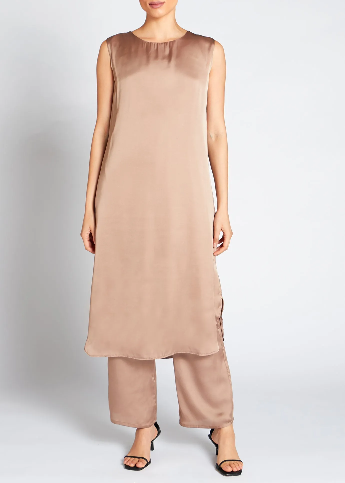 Satin Slip Dress Nude