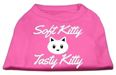 Softy Kitty, Tasty Kitty Screen Print Dog Shirt Bright Pink XXXL (20)