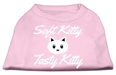 Softy Kitty, Tasty Kitty Screen Print Dog Shirt Light Pink Sm (10)