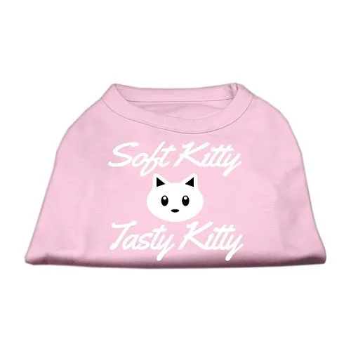 Softy Kitty, Tasty Kitty Screen Print Dog Shirt Light Pink Sm (10)