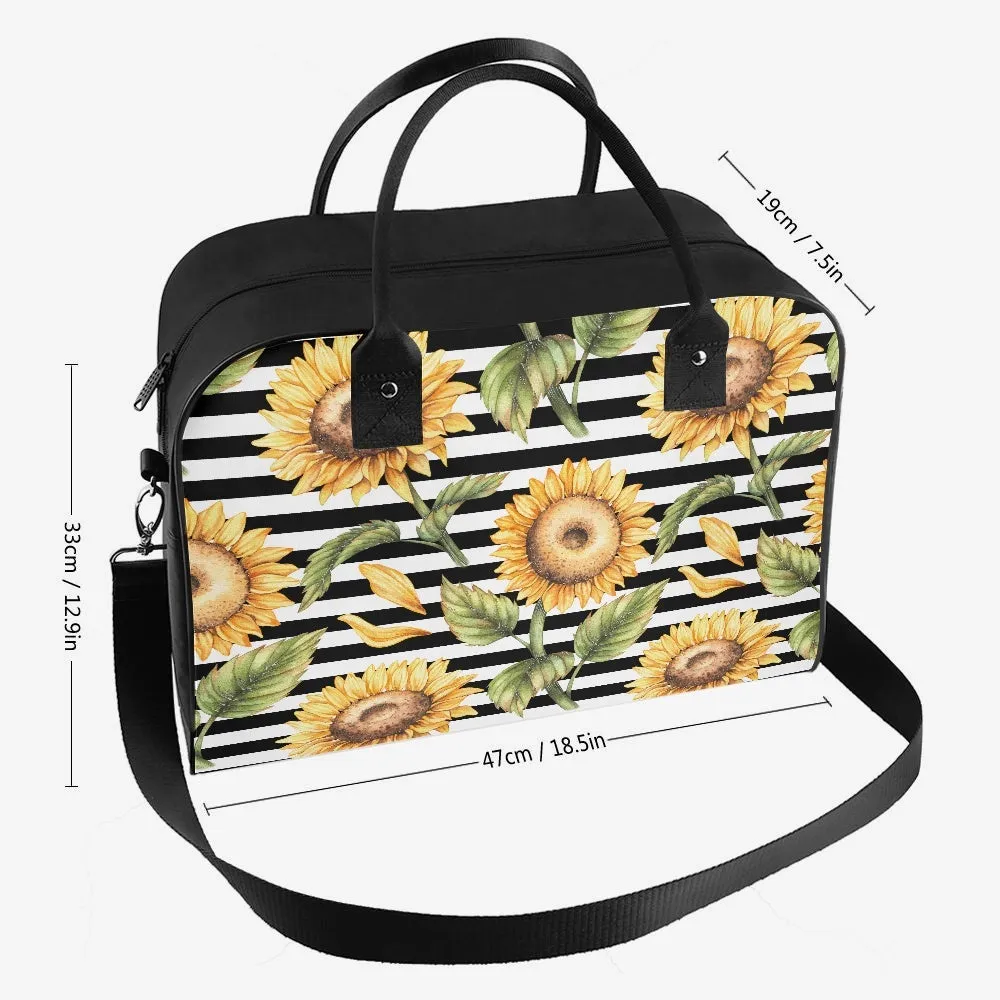 Stripes & Sunflowers Large Travel Handbag