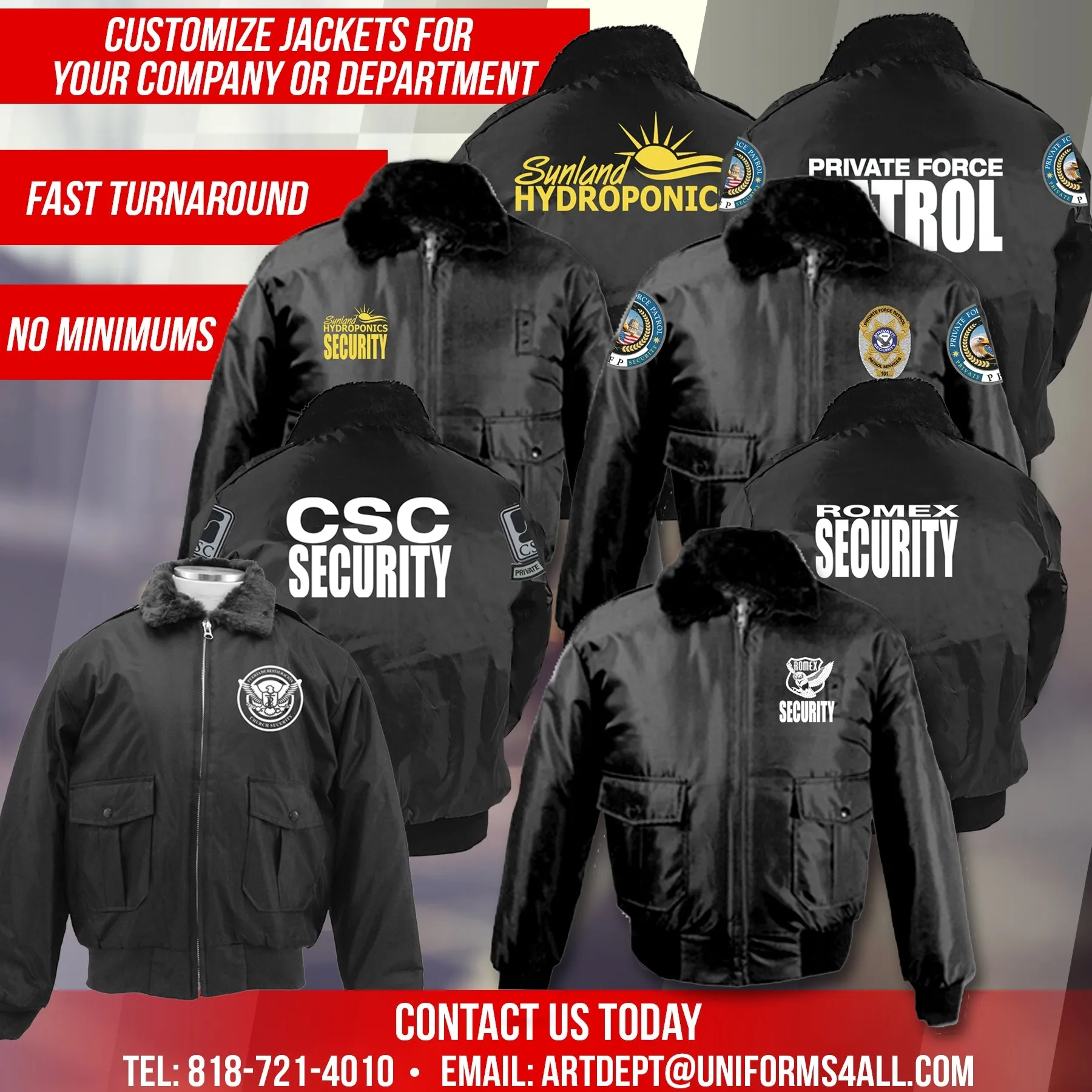 Watch-Guard Bomber Jacket (Black) with Reflective Security ID