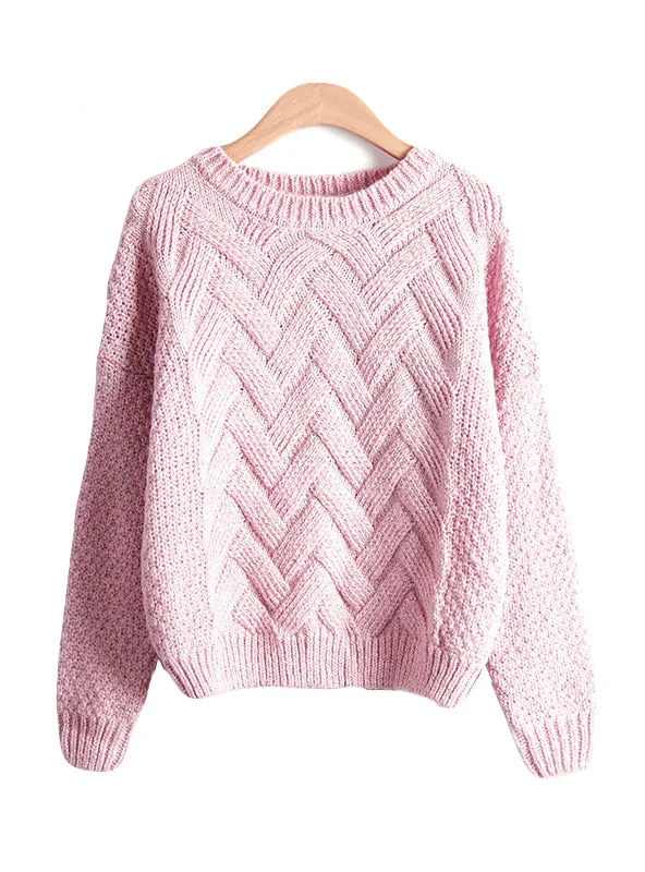 Women Sweaters And Pullovers Korean Plaid Thick Knit Mohair Sweater